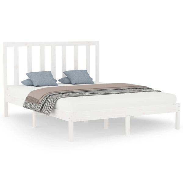 vidaXL Estructura de cama de madera maciza blanca 160x200 cm