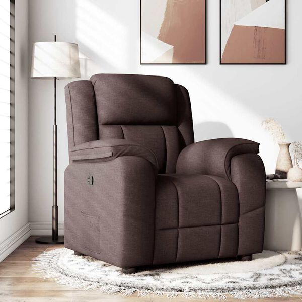 vidaXL Sill&oacute;n reclinable de tela marr&oacute;n oscuro