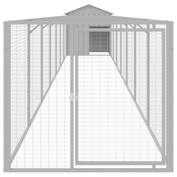 vidaXL Caseta perros tejado acero galvanizado gris claro 117x813x123cm