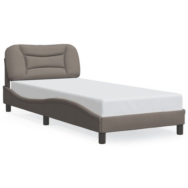 vidaXL Estructura de cama con LED sin colch&oacute;n Hvar tela gris taupe 90x190 cm
