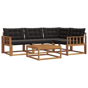 vidaXL Conjunto de sof&aacute;s de exterior con coj&iacute;n 5 pcs Natural y negro
