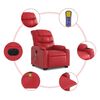 vidaXL Sill&oacute;n de majaje elevable el&eacute;ctrico cuero artificial rojo