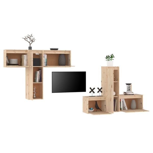 vidaXL Muebles para TV 6 piezas madera maciza de pino