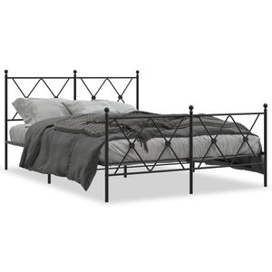 vidaXL Estructura cama sin colch&oacute;n con estribo metal negro 140x200 cm