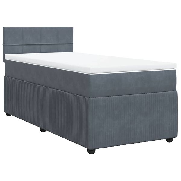 vidaXL Cama box spring con colch&oacute;n terciopelo gris oscuro 80x200 cm