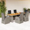 vidaXL Set comedor jard&iacute;n 7 pzas y cojines rat&aacute;n sint&eacute;tico gris