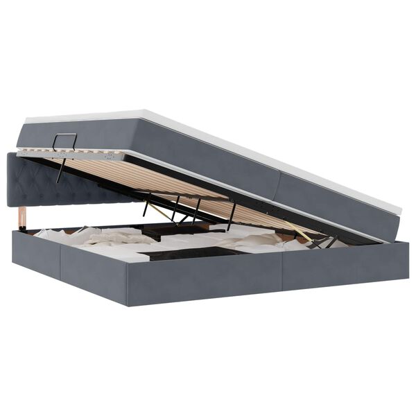 vidaXL Cama con almacenamiento Gris oscuro 200 x 200 cm Terciopelo