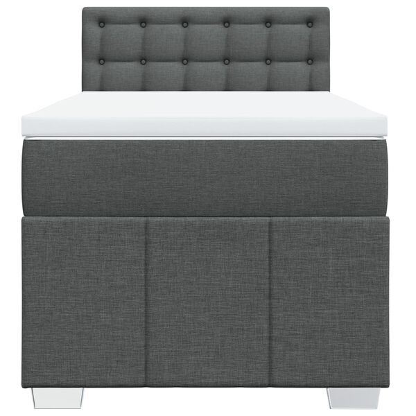 vidaXL Cama box spring con colch&oacute;n tela gris oscuro 100x200 cm