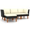 vidaXL Set de muebles de jard&iacute;n 4 pzas y cojines rat&aacute;n sint&eacute;tico negro