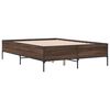 vidaXL Estructura cama madera ingenier&iacute;a metal marr&oacute;n roble 160x200 cm