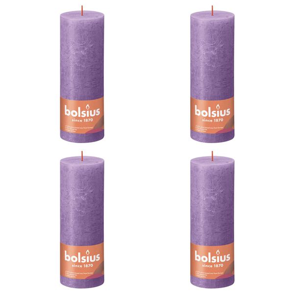 Bolsius Velas r&uacute;sticas Shine 4 unidades violeta vibrante 190x68 mm