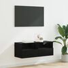 vidaXL Mueble de TV Montado en la Pared Roble Negro 80 x 30 x 30 cm