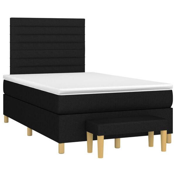 vidaXL Cama box spring con colch&oacute;n tela negro 120x200 cm