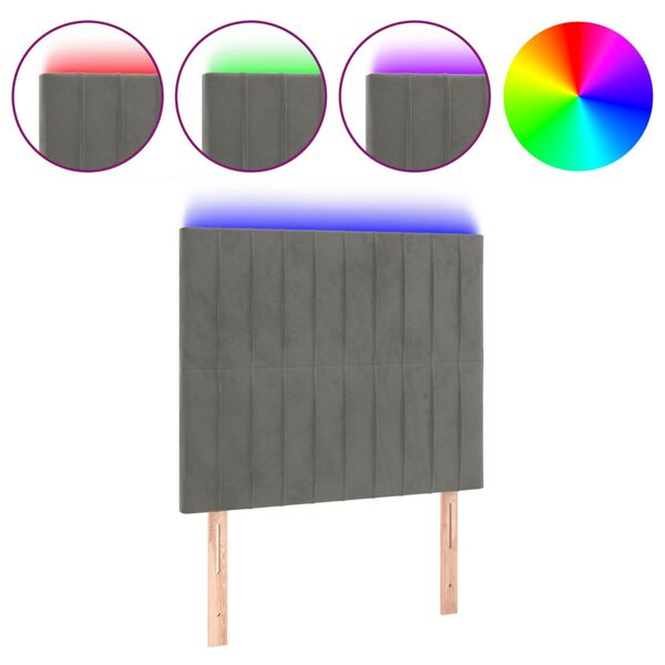 vidaXL Cabecero con luces LED terciopelo gris claro 80x5x118/128 cm