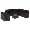 vidaXL Set de sof&aacute;s de jard&iacute;n 10 pzas cojines rat&aacute;n sint&eacute;tico negro