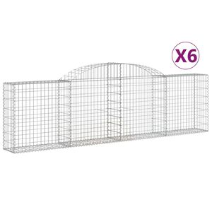 vidaXL Cestas de gaviones 6 uds forma de arco hierro 300x30x80/100 cm