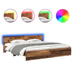 vidaXL Estructura de cama con cabecera Madera Vieja 180 x 200 cm