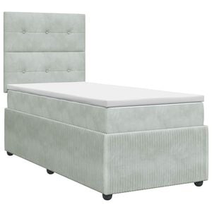 vidaXL Cama box spring con colch&oacute;n Gris Claro Individual Terciopelo