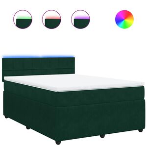 vidaXL Cama box spring con colch&oacute;n terciopelo verde oscuro 160x200 cm