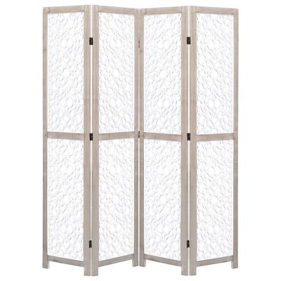 vidaXL Biombo de 4 paneles de madera maciza blanco 140x165 cm