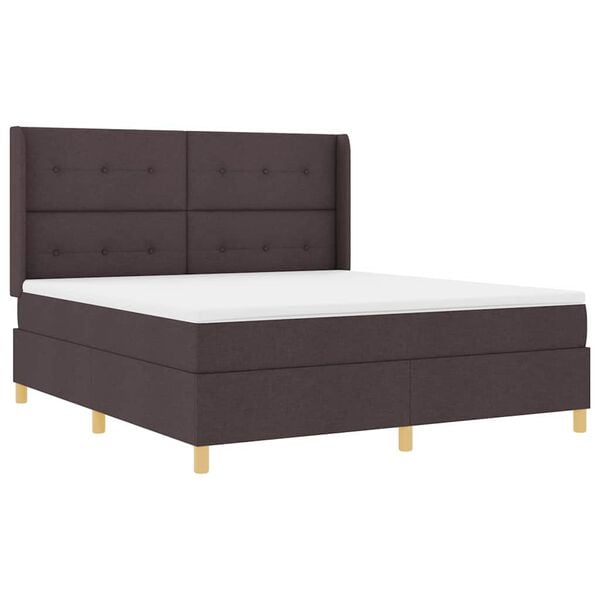 vidaXL Cama tipo Box Spring Marr&oacute;n Oscuro 180 x 200 cm tela