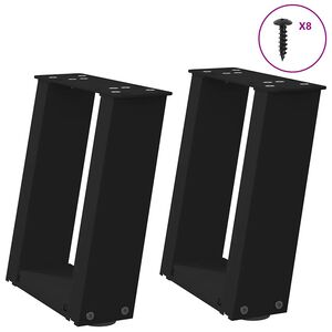 vidaXL Patas para mesa de centro en forma de U (2 unidades), color negro, 30 x (30-31) cm, acero