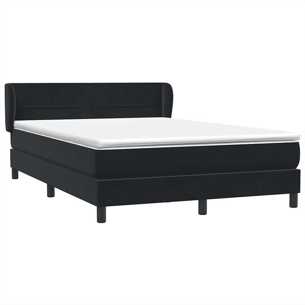vidaXL Cama box spring con colch&oacute;n terciopelo negro 160x210 cm