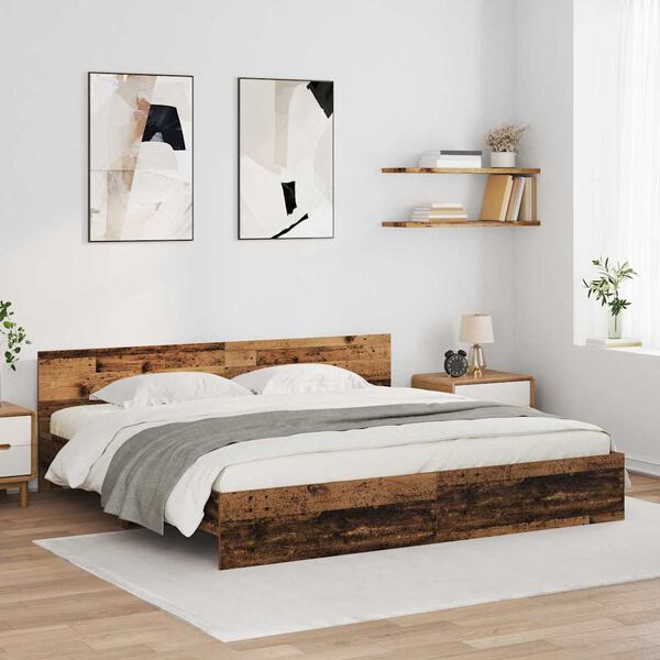vidaXL Estructura de cama con cabecera Madera Vieja 200 x 200 cm