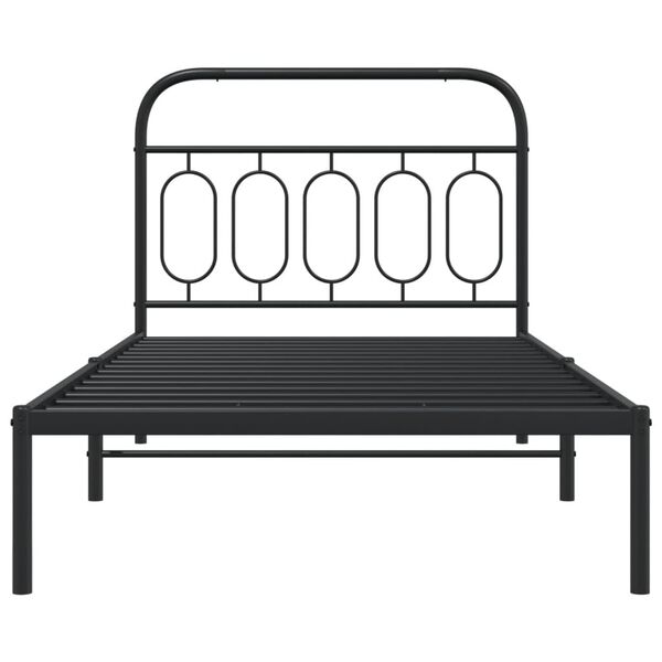 vidaXL Estructura cama sin colch&oacute;n con cabecero metal negro 100x190 cm