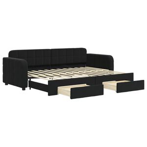 vidaXL Sof&aacute; cama nido con cajones terciopelo negro 80x200 cm