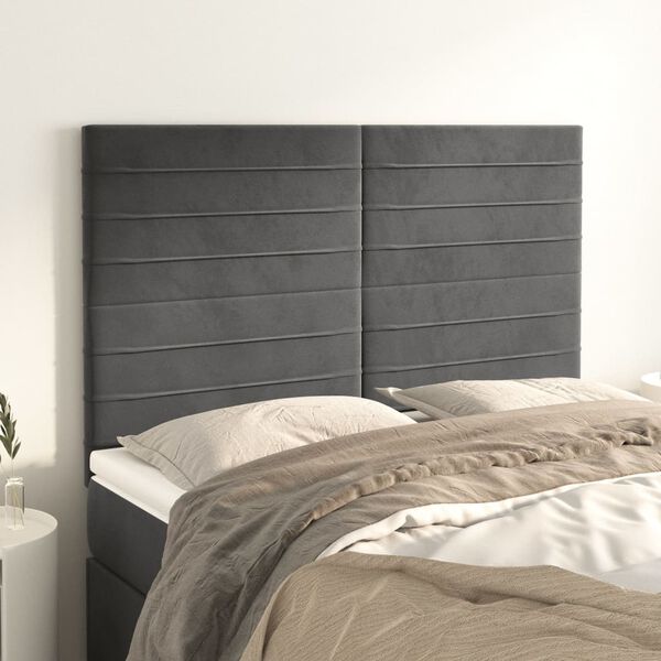 vidaXL Cabecero gris oscuro 144x5x118/128 cm terciopelo
