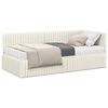 vidaXL Estructura de Cama Esquina con Colch&oacute;n 2 uds. Crema Terciopelo