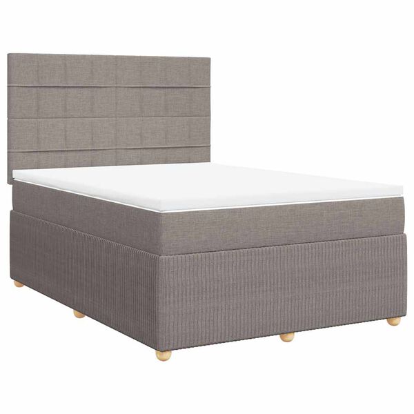 vidaXL Cama box spring con colch&oacute;n tela gris taupe 160x200 cm