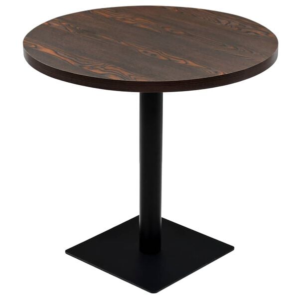 vidaXL Mesa de bar bistr&oacute; MDF y acero redonda fresno oscuro 80x75 cm