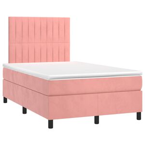 vidaXL Cama box spring con colch&oacute;n terciopelo rosa 120x190 cm