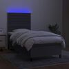 vidaXL Cama box spring colch&oacute;n y luces LED tela gris oscuro 100x200 cm