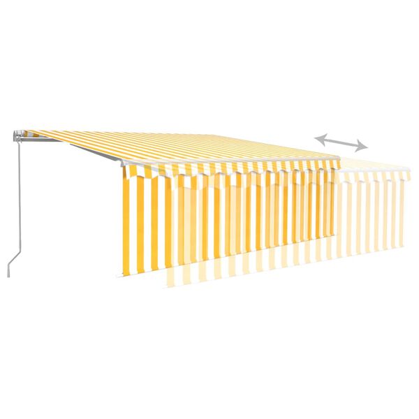 vidaXL Toldo retráctil manual con persiana amarillo y blanco 4x3 m