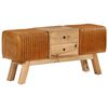 vidaXL Banco Bok madera de mango piel de cabra aut&eacute;ntica marr&oacute;n 107 cm
