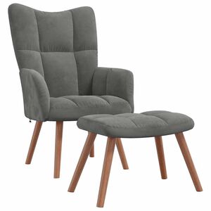 vidaXL Sill&oacute;n de relax con taburete terciopelo gris oscuro