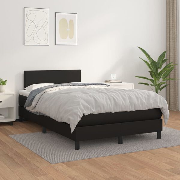 vidaXL Cama box spring con colch&oacute;n cuero sint&eacute;tico negro 120x200 cm
