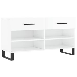 vidaXL Zapatero madera de ingenier&iacute;a blanco brillo 102x35x55 cm