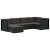 vidaXL Set muebles de jard&iacute;n 6 piezas y cojines rat&aacute;n sint&eacute;tico negro