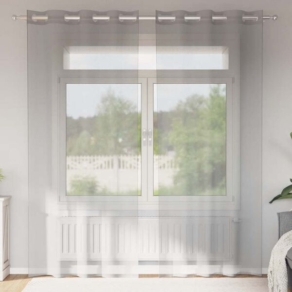 vidaXL Cortinas de gasa con ojales 2 uds gris claro 140x225 cm
