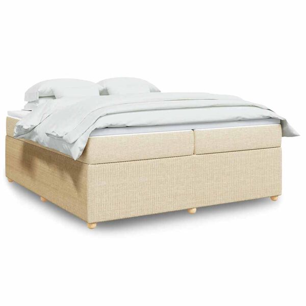 vidaXL Cama box spring con colch&oacute;n tela color crema 200x200 cm