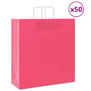 vidaXL Bolsas de papel con asas 50 uds rosa 45x17x48 cm