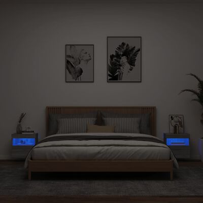 vidaXL Muebles TV de pared luces LED 2 uds gris Sonoma 40x30x40 cm