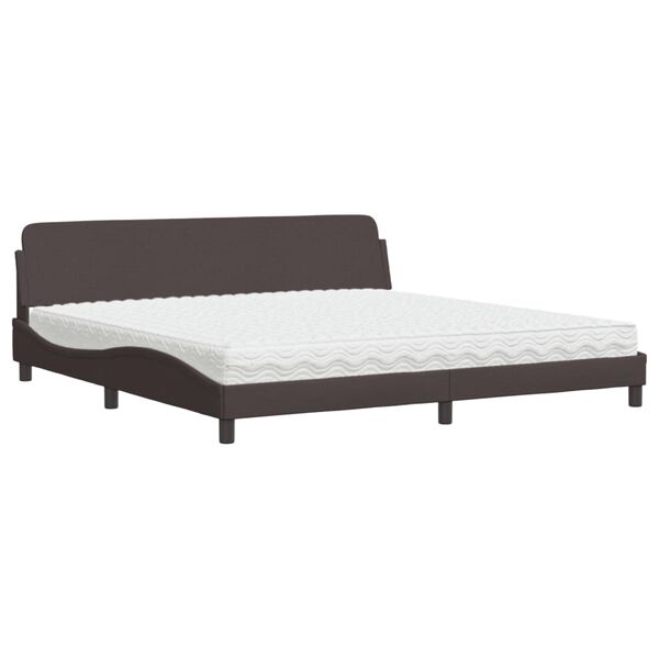 vidaXL Cama con colch&oacute;n Dover tela marr&oacute;n oscuro 200x200 cm