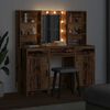 vidaXL Conjunto de mesa de vestidor con LED 3 pcs Madera vieja