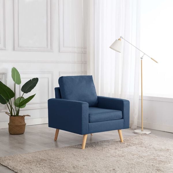 vidaXL Sillón de tela azul