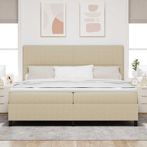 vidaXL Cama Box Spring LED Gris claro y . 200 x 200 cm Tela de Pana